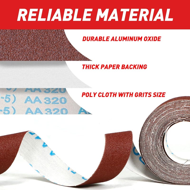 Pukamam Emery Cloth Roll, 400 Grit Sandpaper Roll, 1" x 98 Feet Long Red Continuous Sand Paper Roll, Wet and Dry Emory Cloths for Metal, Polishing and Surface Treatment of Wood,Furniture - Image 2